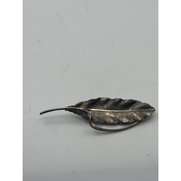 Vintage Beau Sterling Silver Modernist Leaf Brooch Pin Art Deco - Picture 5 of 5